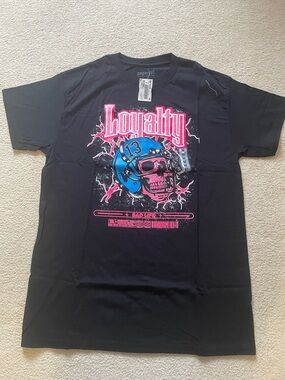 Loyalty Graphic Short-Sleeve Tee - Black with Pink & Blue Skull Print
